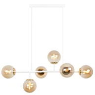 Lampy sufitowe - Lampa sufitowa wisząca Siena biała glamour 6xE14 klosz kula miodowa/złota Light Home LH - miniaturka - grafika 1