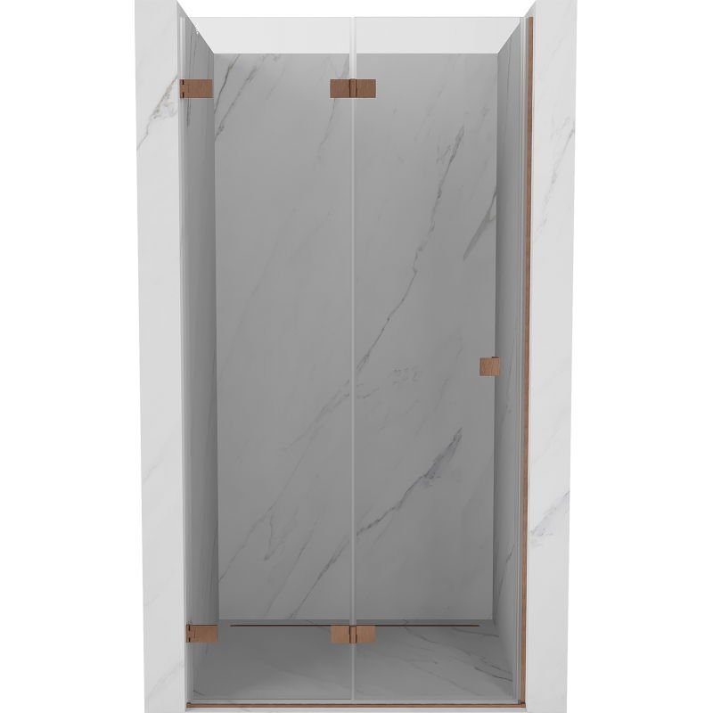 Mexen Lunar-F drzwi prysznicowe składane lewe 75 cm, transparent, miedź szczotkowana - 836-075-000-65-00-L