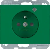 Gniazdka elektryczne - K.1 Berker Gniazdo z uziemieniem i LED kontrolną z podwyższoną ochroną styków, zielony, połysk - miniaturka - grafika 1