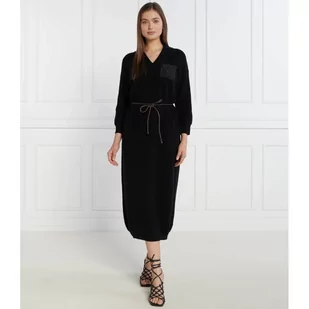 Peserico Wełniana sukienka z paskiem | z dodatkiem jedwabiu - Sukienki - miniaturka - grafika 1