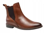 Botki damskie - MARCO TOZZI DAMSKIE BOTKI BRĄZOWE SKÓRZANE WSUWANE 39 6AA - miniaturka - grafika 1