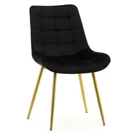 Krzesła - Krzesło welurowe czarne ART831C złote nogi - miniaturka - grafika 1