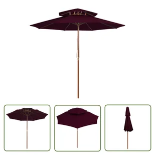 The Living Store Parasol ogrodowy z dwupoziomową czaszą - bordowy - 270 cm - Parasol Ogrodowy - Parasole ogrodowe - miniaturka - grafika 1