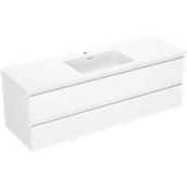 Szafki łazienkowe - Mexen Rivel szafka łazienkowa 140 cm z umywalką Otis, 2 szuflady, ryflowana , biała mat - 91A20-14047-2-BFF01-W18M01 - miniaturka - grafika 1