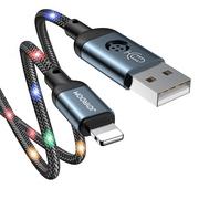 Kable USB - Joyroom wytrzymały kabel przewód USB - Lightning z reagującym na dźwięk podświetleniem LED 2,4A 1,2m szary S-1230N16 - miniaturka - grafika 1