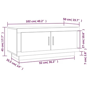 Lumarko Stolik kawowy, brązowy dąb, 102x50x45, materiał drewnopochodny - Ławy i stoliki kawowe - miniaturka - grafika 9