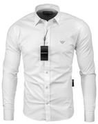 Koszule męskie - Emporio Armani Koszula Slim Fit Biała Z Gumowym Logo Nowy Model /s - miniaturka - grafika 1
