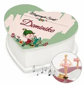 Pozytywki dla dzieci - Szkatułka na biżuterię w kształcie serca z pozytywką i nadrukiem dla dziewczynki na święta - miniaturka - grafika 1