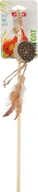 Zabawki dla kotów - Zolux ZOLUX Zabawka dla kota ETHICAT wędka dysk z tektury i piórka - miniaturka - grafika 1