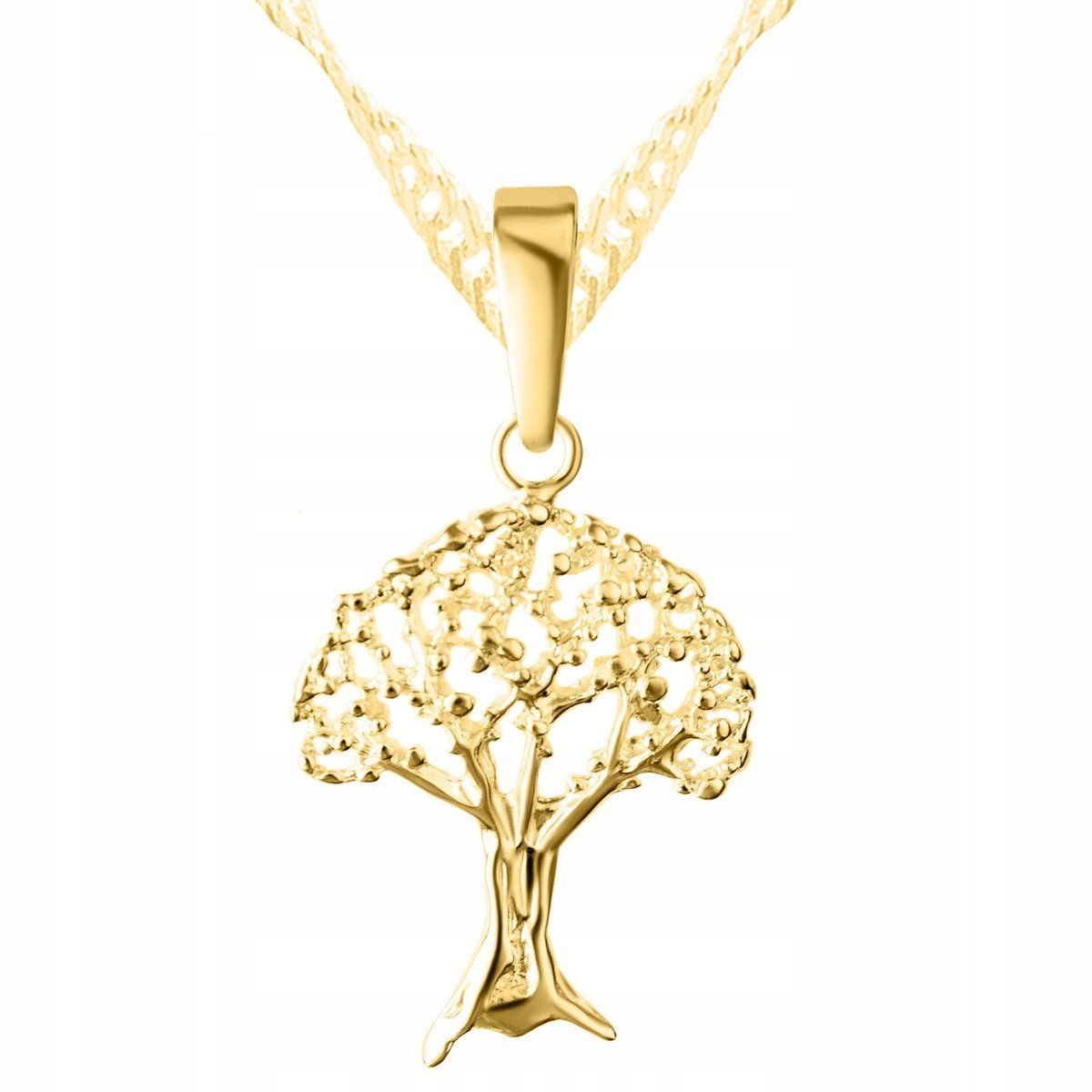 Złoty Naszyjnik z Drzewem Życia Drzewkiem Szczęścia Drzewo Tree SREBRO 925