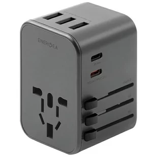 ENERGEA ład. siec. 3xUSB+2xUSB-C PD-PPS-QC 3.0 35.5W 3A2C adapter 4w1 US/UA/EU/UK szary/gunmetal Travelworld - Ładowarki do telefonów - miniaturka - grafika 1
