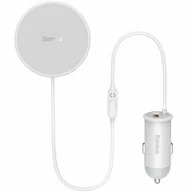 Ładowarki samochodowe - Baseus samochodowa ładowarka bezprzewodowa z uchwytem MagSafe 15W na kratkę nawiewu + USB-A 25W biała CW01 - miniaturka - grafika 1