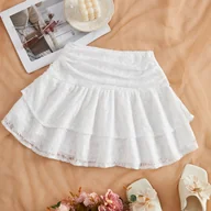 Spódnice - TEMU Spódniczka Mini Baletowa z Marszczeniami, Kwiatowym Wzorem i Koronką w Kontrastowych Białych Warstwach - miniaturka - grafika 1