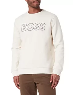 BOSS Męska bluza Salbo 1 z mieszanki bawełny z wielowarstwowym haftem z logo, Open White131, M - Bluzy męskie - miniaturka - grafika 1
