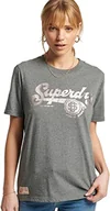 Koszulki i topy damskie - Superdry Damska koszulka vintage Script Style Coll, Rich Charcoal Marl, M - miniaturka - grafika 1