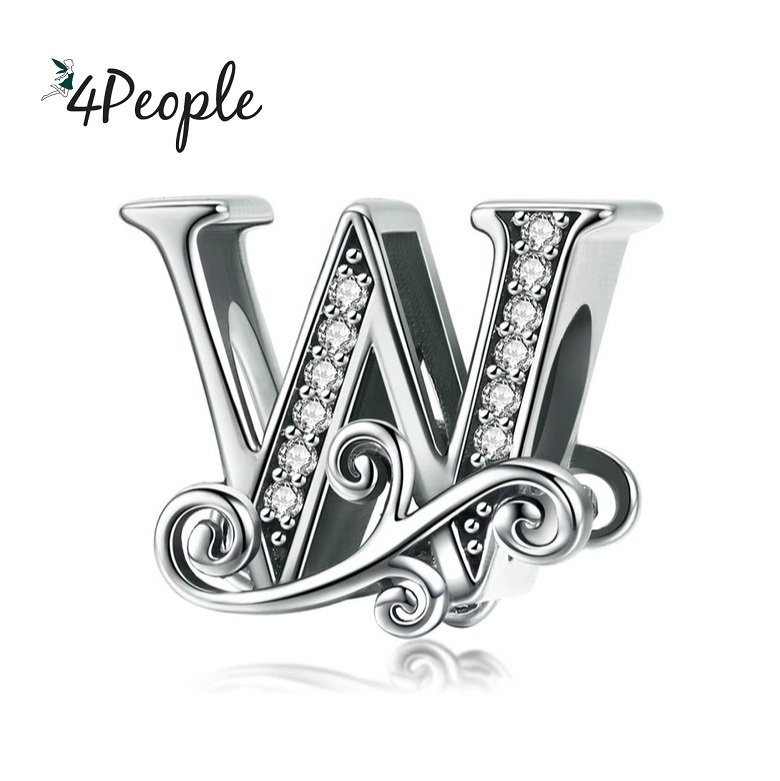 Zawieszka Charms Literka Litera W Alfabet Srebro