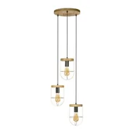 Lampy sufitowe - Britop Druciana LAMPA wisząca NETUNO 1811059351R industrialna OPRAWA metalowy zwis drewno złoty - miniaturka - grafika 1