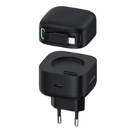 Ładowarki do telefonów - USAMS Ład. siec. 1xUSB-C ze zwijanym kablem Lighning (only head) PD+QC 35W Gan Fast Charging czarny/black XMF Series CC209TC01 (US-CC209) - miniaturka - grafika 1