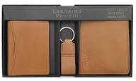 Portfele - Zestaw upominkowy męski elegancki portfel brelok etui skórzany - miniaturka - grafika 1