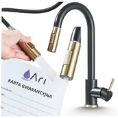 Baterie kuchenne - Bateria Kuchenna 2-drożna z Wyciąganą Wylewką Kran Do Kuchni Perlator TOTTO - CZARNY + ZŁOTY - miniaturka - grafika 1