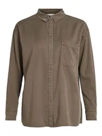 Bluzki damskie - Vila Damska bluzka jeansowa Vibista L/S Oversize Shirt/Su-Noos, Crocodile, 38 - miniaturka - grafika 1