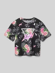 T-shirt z nadrukiem z logo - Koszulki dla dziewczynek - miniaturka - grafika 1