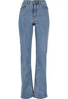 Spodnie damskie - Urban Classics Damskie spodnie z wysokim stanem, proste spodnie jeansowe, Tinted Lightblue Washed, 29 - grafika 1