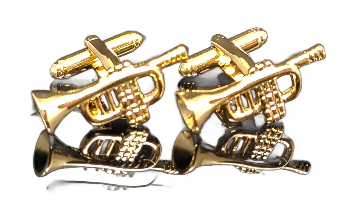 Spinki do mankietów wzór złota trąbka