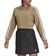Bluzy damskie - Bluza damska Adidas Original University T Cropped Sweatshirts baełniana crop krótka khaki-S - miniaturka - grafika 1
