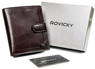 Skórzany portfel męski na karty z ochroną RFID Rovicky, brązowy - Portfele - miniaturka - grafika 1
