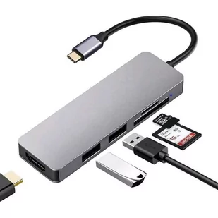 Adapter Przejściówka Rozdzielacz Ze Złącza Usb Typ C (Męski) Na Hdmi (Żeński) 4K 60Hz / Usb 3.0 (Żeński) / Usb 2.0 (Żeński) + Czytnik Kart Sd / Micr.. - Huby USB - miniaturka - grafika 1