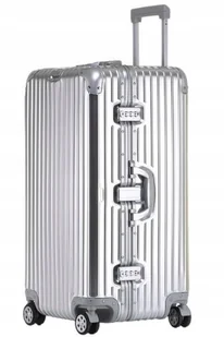 WALIZKA PODRÓŻNA ALUMINIOWA NA KÓŁKACH DUŻA SREBRNA METALOWA KLASYCZNA 32" - Walizki - miniaturka - grafika 1