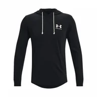 Bluzy męskie - Męska bluza dresowa nierozpinana z kapturem UNDER ARMOUR UA RIVAL TERRY LC HD - czarna - miniaturka - grafika 1