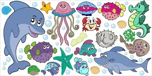 Naklejki dla dzieci mat Wodny Świat Syrenki 28, 150x75 cm - Naklejki na ścianę - miniaturka - grafika 1