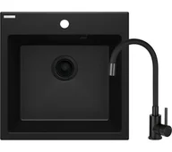 Zlewozmywaki z baterią - Deante Evora ZQJNN103 Nero + bateria Czarny - miniaturka - grafika 1