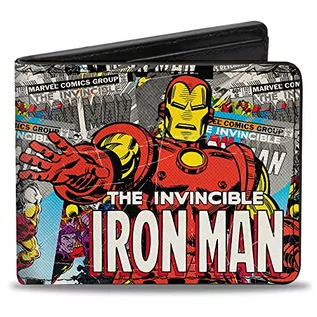 Portfele - Buckle-Down Męski składany portfel Iron Man dwuskładany, wielokolorowy, 10 cm x 9 cm, wielobarwny - grafika 1