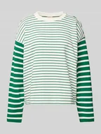Bluzy damskie - Bluza o luźnym kroju ze wzorem w paski - miniaturka - grafika 1