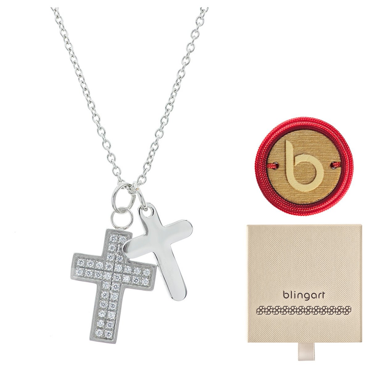 Naszyjnik damski celebrytka krzyżyki cyrkonie stal chirurgiczna BLINGART