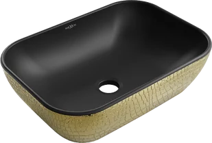Mexen Rita umywalka nablatowa 45 x 32 cm, czarna mat/złota wzór łuski - 21084578 - Umywalki - miniaturka - grafika 1