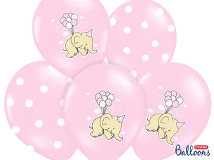 Strong Balloons Balony 14", "Słonik", STRONG, Baby Pink, 6 szt SB14P-256-000/6 - Baby shower i roczek - miniaturka - grafika 2