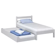 Łóżka - Drewniane łóżko pojedyncze z szufladą na materac N01 popielaty 80x180 - miniaturka - grafika 1