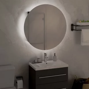 Lumarko Szafka łazienkowa z lustrem i LED, czarny, 47x47x17,5 cm - Toaletki - miniaturka - grafika 4