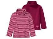 Bluzki dla dziewczynek - lupilu® Golfy dziewczęce z bawełną, 2 sztuki (Śliwkowy/różowy/różany, 86/92) - miniaturka - grafika 1