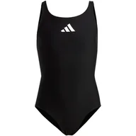Stroje kąpielowe - Kostium kąpielowy dla dziewczynki adidas Solid Small Logo czarny HR7477 128 - miniaturka - grafika 1