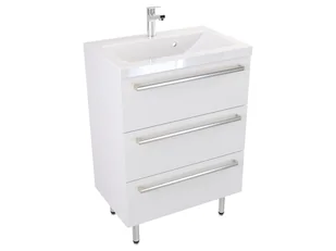 Szafka Stojąca Z Umywalką ATH 60 cm - Biały Mat - Uchwyty Stal Szczotkowana - Szafki łazienkowe - miniaturka - grafika 1