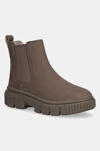 Timberland sztyblety nubukowe Greyfield Chelsea damskie kolor brązowy na płaskim obcasie TB0A2FK2EM51 - Botki damskie - miniaturka - grafika 1