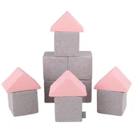 Maty edukacyjne - KiddyMoon Miękkie klocki 14cm mix: jasnoszary-różowy 12 - miniaturka - grafika 1
