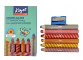 Kredki, ołówki, pastele i pisaki - Kredki KAYET 6 kol. GRUBE Jumbo + temperówka - miniaturka - grafika 1