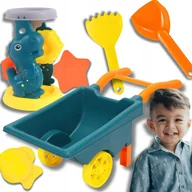 Zabawy w naśladowanie dorosłych - ZESTAW DO PIASKU PIASKOWNICY TACZKA FOREMKI GRABIE ŁOPATKA 6 EL. - miniaturka - grafika 1