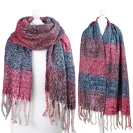 Apaszki i szaliki damskie - Szalik Damski Duży Gruby Ciepły Miły Krata Frędzle - Szl-Mis-1 - miniaturka - grafika 1